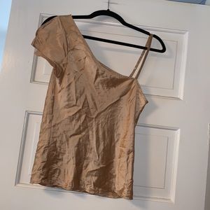 Size 10 BCBG maxazaria 100% silk one shoulder top
